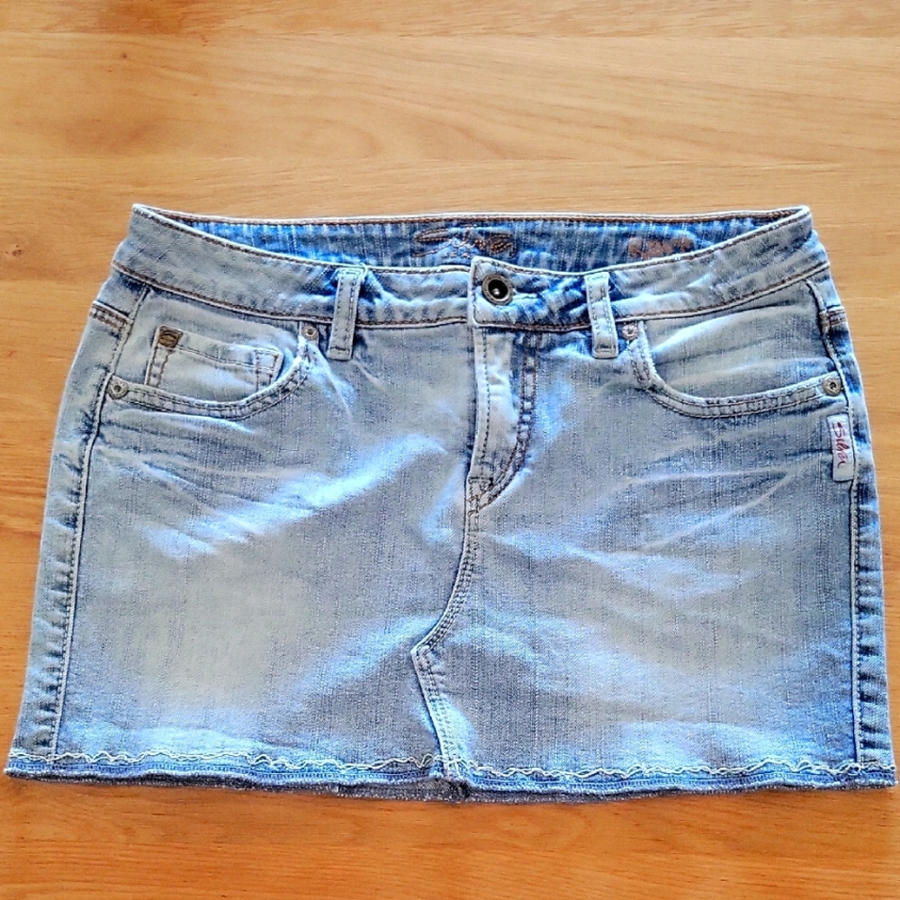 Silver Light Blue Denim Skirt